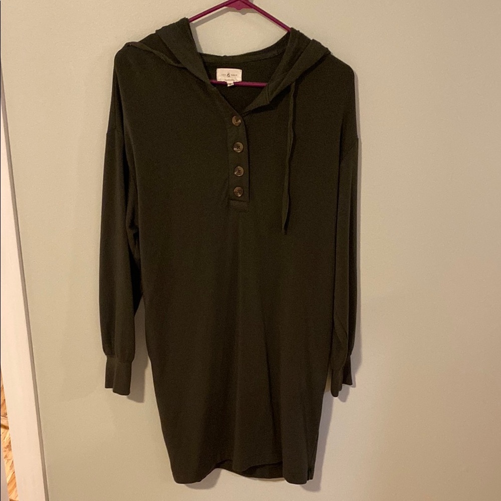 Lou & Grey Dark Green Hooded Tunic with Buttons